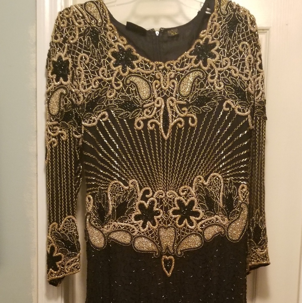 Black and Gold Evening Gown